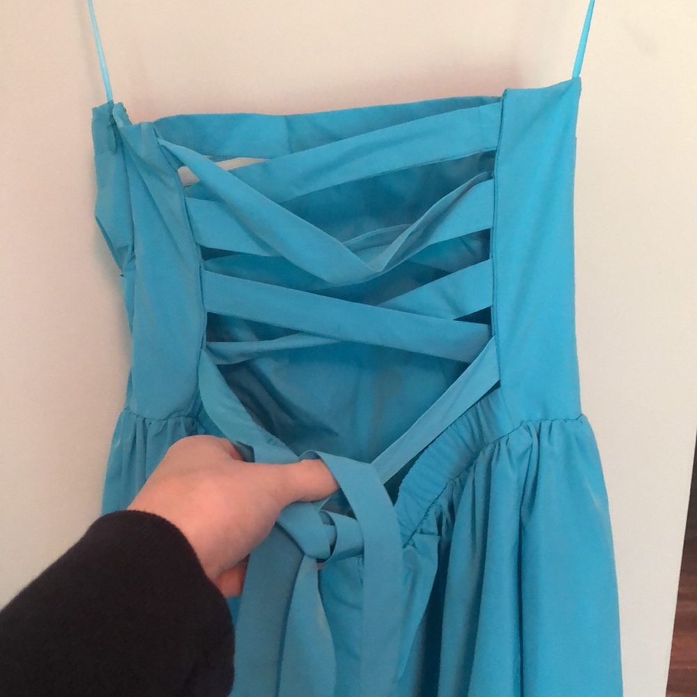 Amanda Uprichard Gaston Strapless Dress in Marina Blue Size Medium - Picture 8 of 11